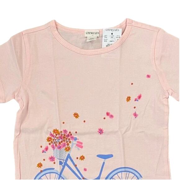 NWT J. Crew Girls' Pink Heart & Bicycle Graphic Cotton Tee - Picture 3 of 8